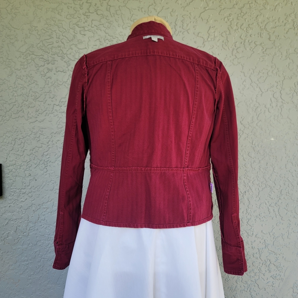 ❤️Red Burgundy Fall Jacket 100% Cotton Vintage Apt 9  sz Large Light Jacket EUC - Picture 2 of 12